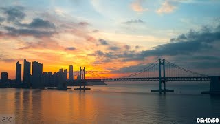 Sunrise April 새벽 시간, 4월의 부산 일출 [4K] 2023-04-28 ASMR 파도소리