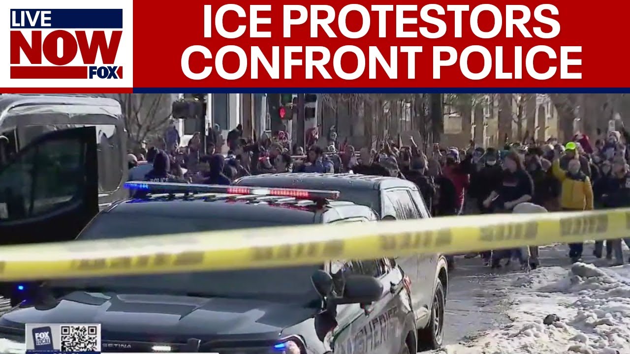 WATCH protestors throw snowballs at police, appear to chase them off