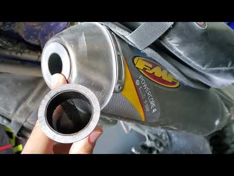 Quiet down FMF Powercore 4 exhaust with Quiet Core insert spark arrestor. EASY!