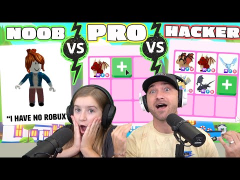 Can We Go NOOB vs PRO vs HACKER Trading All Our MEGA Dragons in Roblox Adopt Me?!