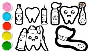 Cute Tooth Drawing & Coloring for Kids 🦷✨ | Easy Dental Art Tutorial