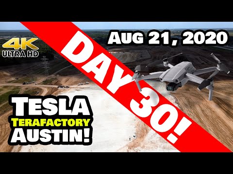 Tesla Gigafactory Austin 4K 8/21/20 - Tesla Terafactory Austin TX - Day 30 Progress is AMAZING!