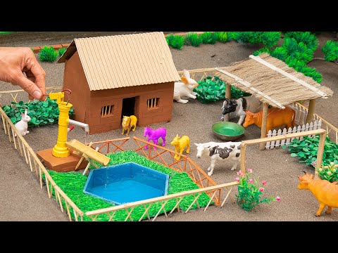 , title : 'DIY tractor mini Farm Diorama with House for Cow, Pig - Mini water Pump Supply Water for Animal'