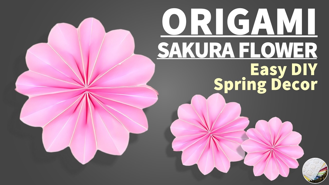 【折り紙】簡単かわいい桜の花の作り方🌸春の飾り・卒業祝いのギフトに！（ハサミ・のり使用／初心者向けの分かりやすいガイド付き）