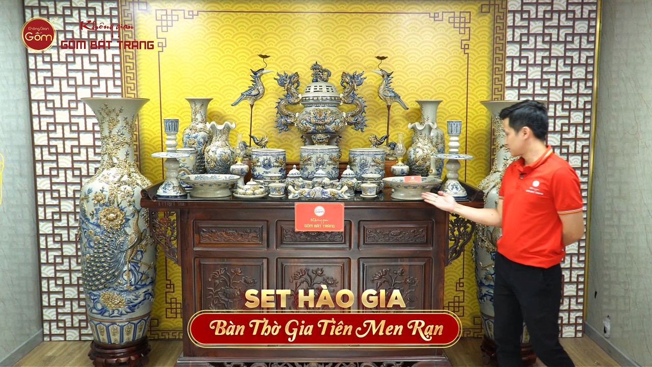 [Set Hào Gia] Bộ Đồ Thờ Gia Tiên Men Rạn (30 món)