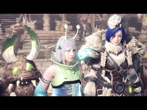 Monster Hunter World Iceborne: Hoarfrost Reach Cutscenes with Blue Hair 🔵
