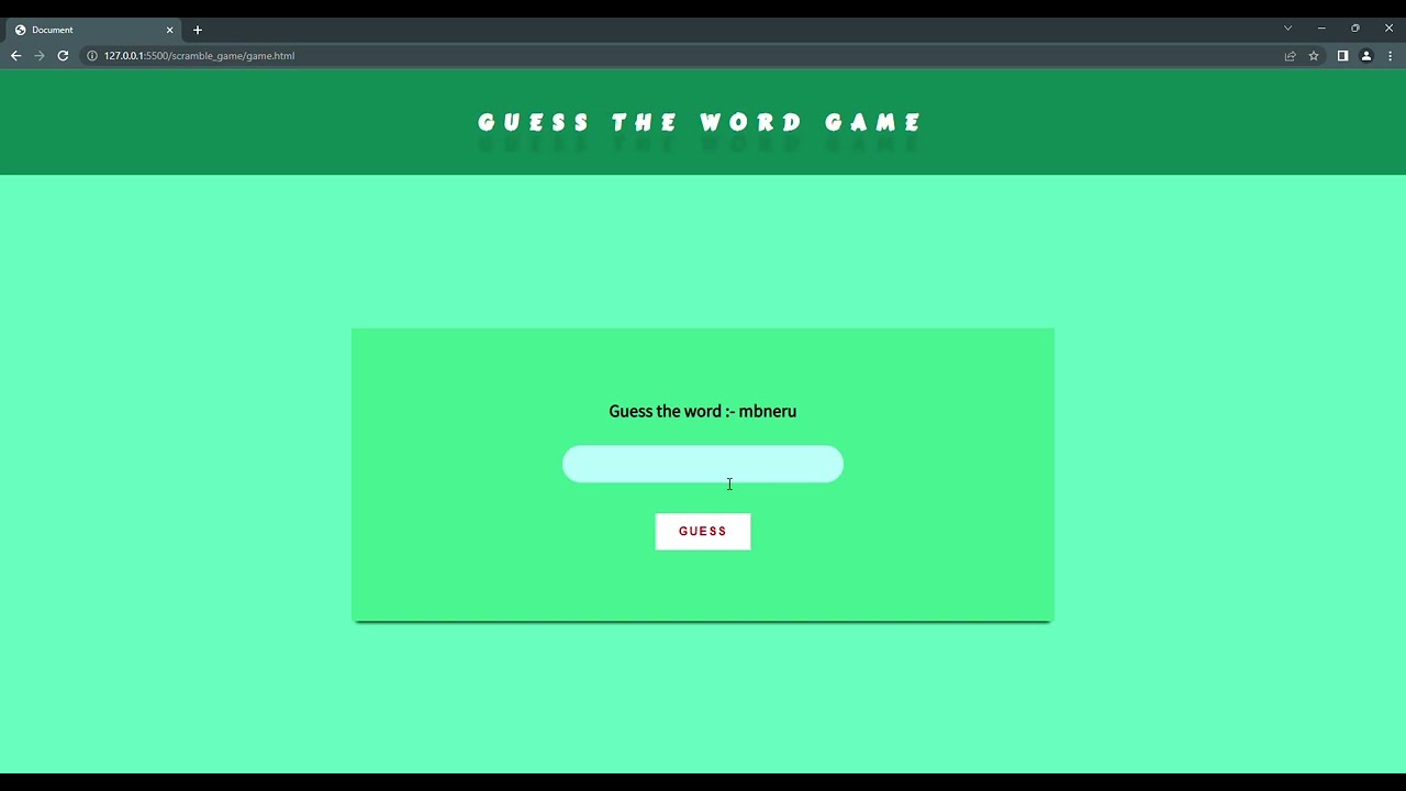 Scramble Game Github demo