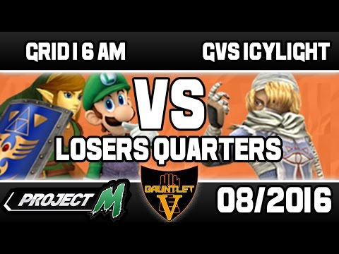 GRID | 6 AM (Luigi/Link) VS GVS | Icylight (Sheik) | Gauntlet V Project M | Losers Quarters