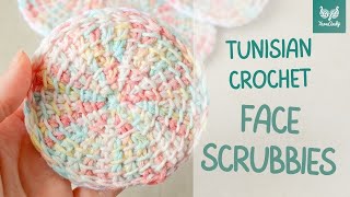 Tunisian crochet face scrubbies - Tunisian crochet circle tutorial - Tunisian crochet in the round