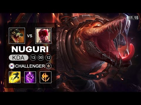 Nuguri Renekton Top vs Lee Sin - KR Challenger Patch 11.15