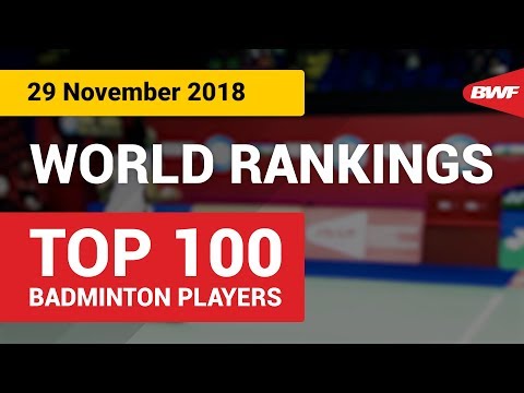 World's Top 100 badminton players on BWF World Rankings - 29 November 2018