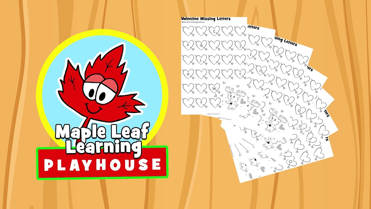 Valentine Missing Letters | Simple Worksheet for Kids | Maple Leaf Learning Playhouse