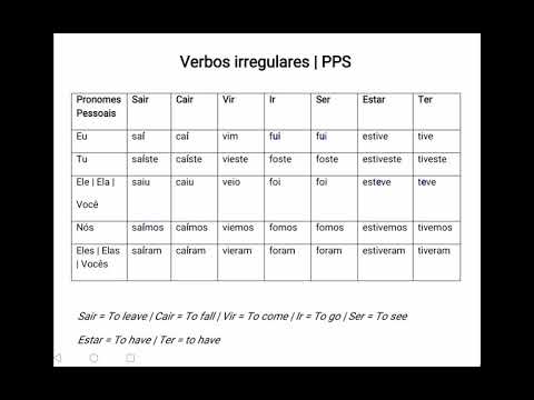Pretérito Perfeito Simples (PPS) - Verbos Irregulares | Past tense - Irregular Verbs