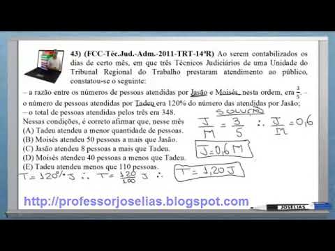 QUESTÃO 43   MATEMÁTICA RESOLVIDA FCC