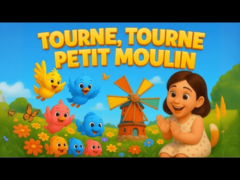 Tourne, Tourne Petit Moulin 👏🐦🐟 - Chanson pour Enfants | Comptine Amusante et Éducative