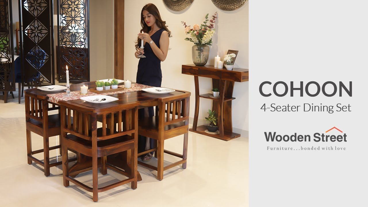 Cohoon 4 Seater Dining Set [ Modern Dining Table Set 2023 ] Wooden Street