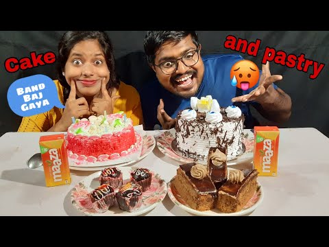 cake and pastry eating// very sweet cake 😱😱🤢🤢