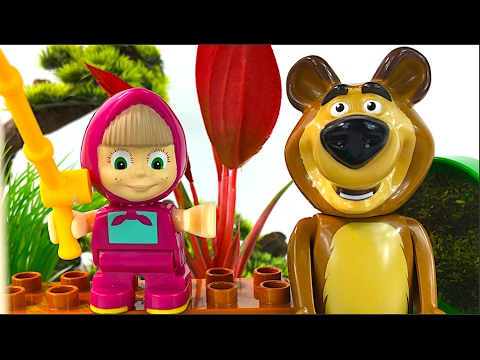 MASHA AND THE BEAR GO FISHING CONSTRUCTION PLAYBIG BLOXX - WITH GOLDEN FISH & FISHING ROD -UNBOXING