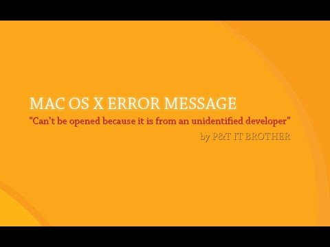 Mac Error Message - Can’t be opened because it is from an unidentified developer