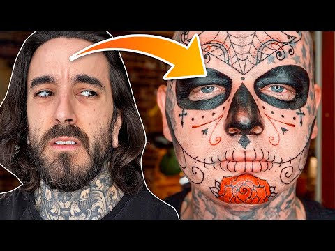 Se TATÚA la CARA ENTERA y LLORA durante toda la SESIÓN 💀