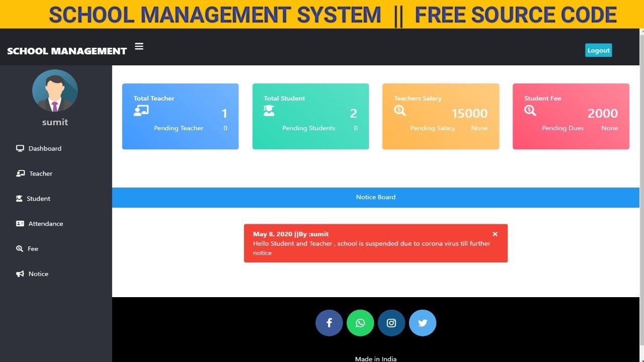 School Management System || 2025 || FREE source code || advance school management system ||LazyCoder