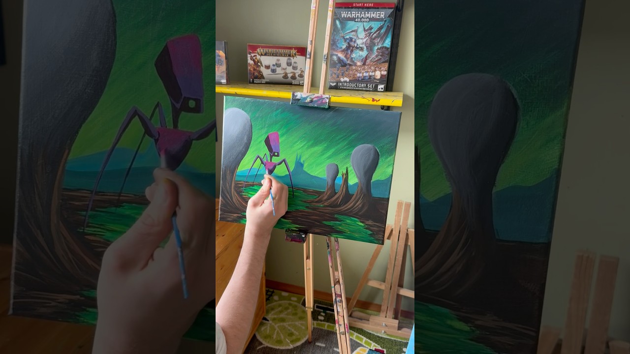 Painting a Alien Plants With Robots and Stuff #art #artsandcrafts #scifi #painting #nerdy #alien