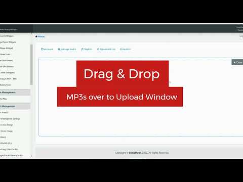Sonic Panel - Getting Started Tutorial - Uploading MP3s and starting server for the first time