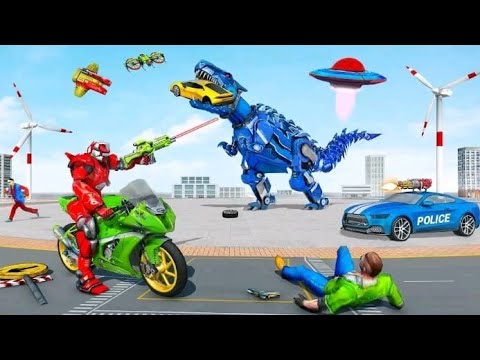 Police Dino Robot Car Jet Robot Games 2022 - Android iOS Gameplay