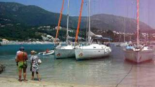 preview picture of video 'Parga Greece, Valtos Beach harbour with Neilson Yachts mooring  01'