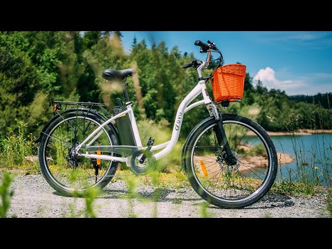 Elektrinis dviratis DYU C6, 26", 350W, 12,5Ah, baltas video