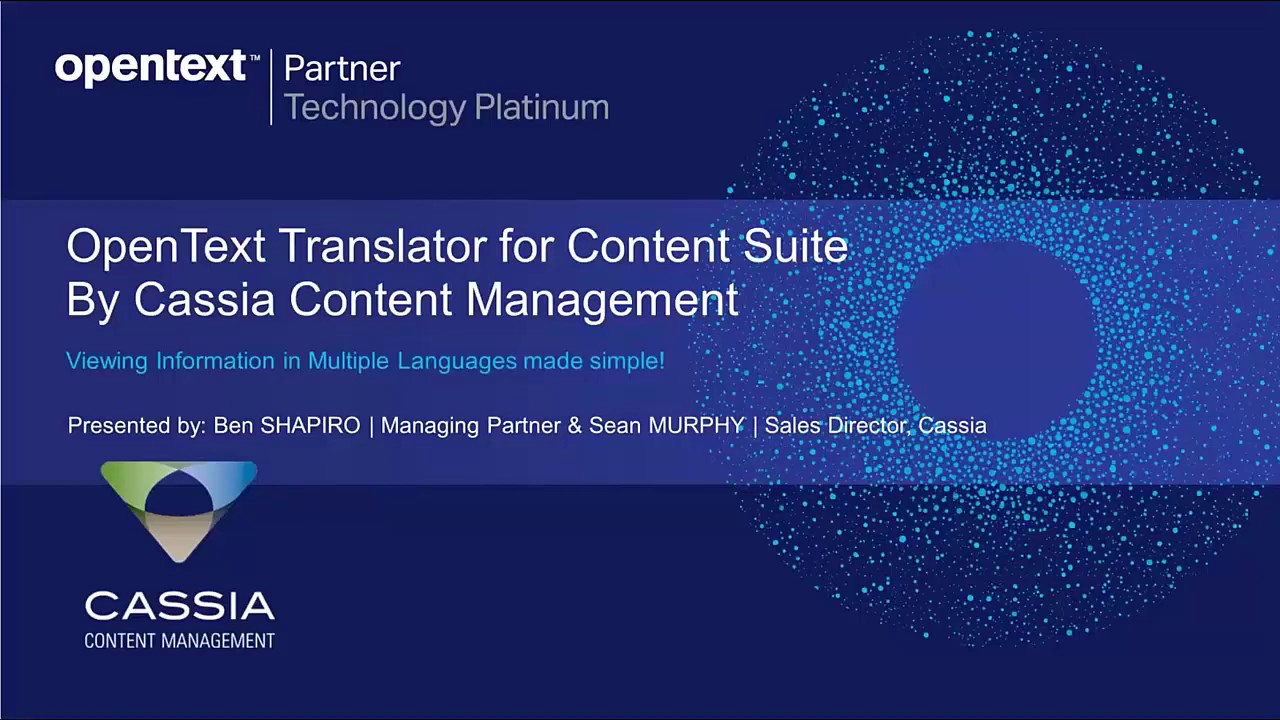 OpenText Translator for Content Suite Platform by Cassia