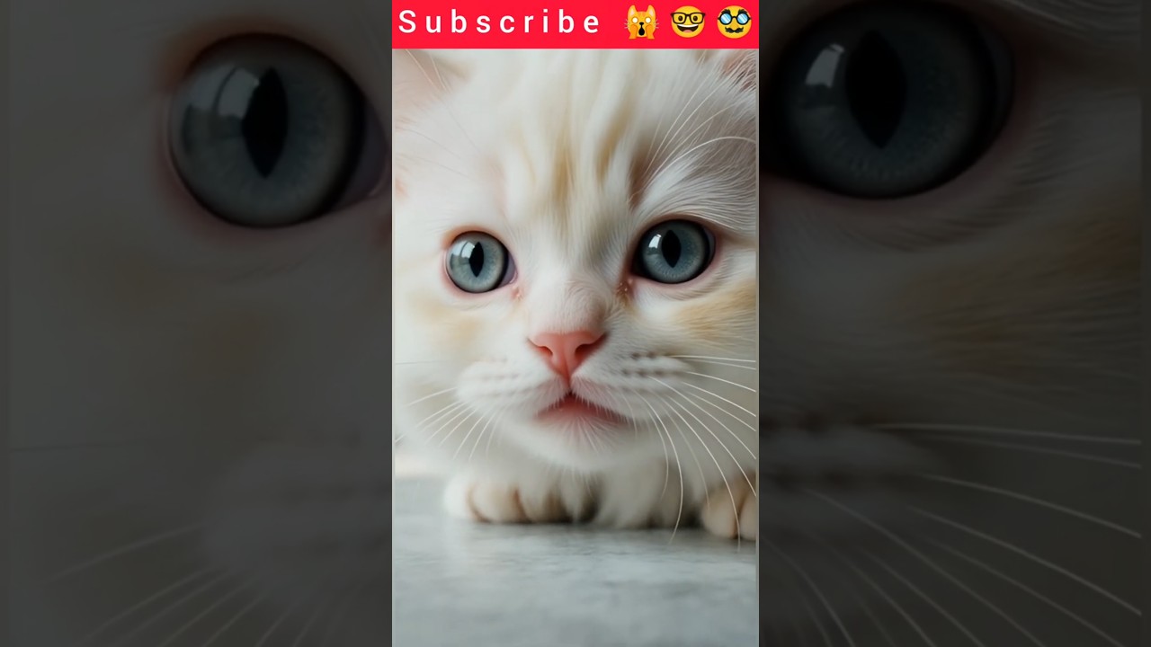 Cute White Kitten’s Surprise Face! 😳 #CuteCats #FunnyPets #KittenReaction #shaheercat