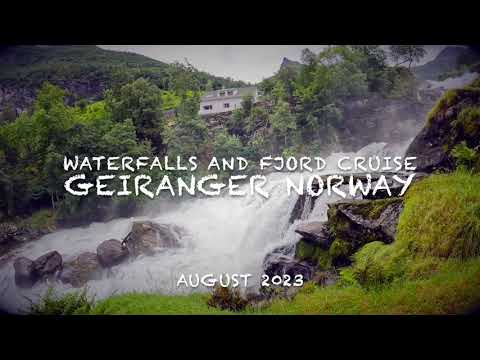 Geiranger Fjord Norway August 2023 4K - P&O Iona Fjord Cruise - Waterfall Walk & Town
