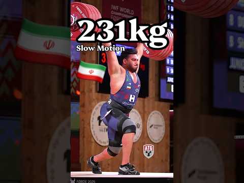 Slow motion 19 y/o Alireza Nasiri (110kg Iran) 231kg Junior World Record C&amp;J 2025 Worlds