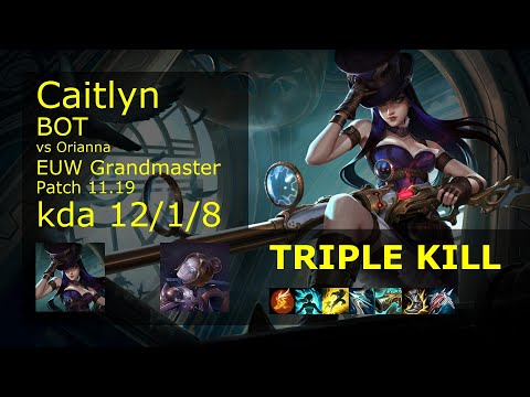 Caitlyn ADC vs Orianna - EUW Grandmaster 12/1/8 Patch 11.19 Gameplay
