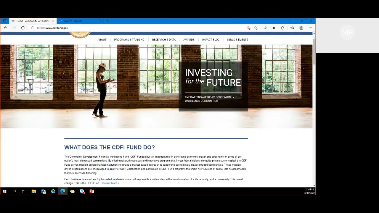 FY 2022 CDFI Program Q&A Webinar
