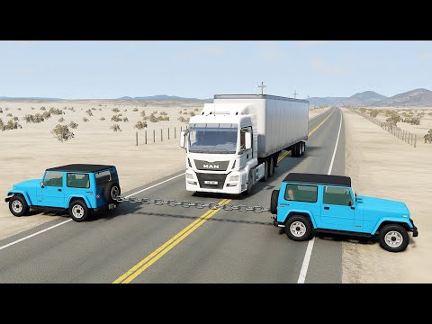 Cars vs Chained Cars – BeamNG.Drive