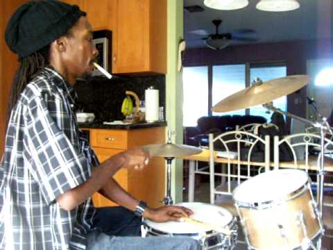 Squidly Cole plays the drums for the camara'/ in miami