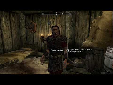 Skyrim SE Legendary Survival Mode: Quest to Destroy the Dark Brotherhood! Report to Commander Maro.