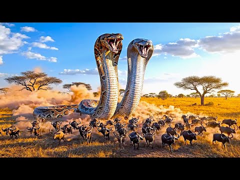 Giant Snake Army Attacks Ape Warriors on Horseback | Prehistoric Combat