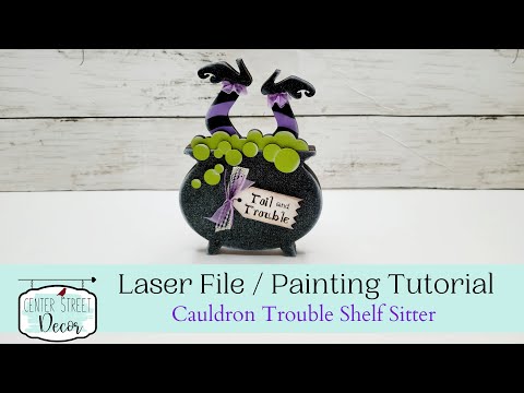 Witch in Cauldron Trouble Laser Cut File Paint Tutorial