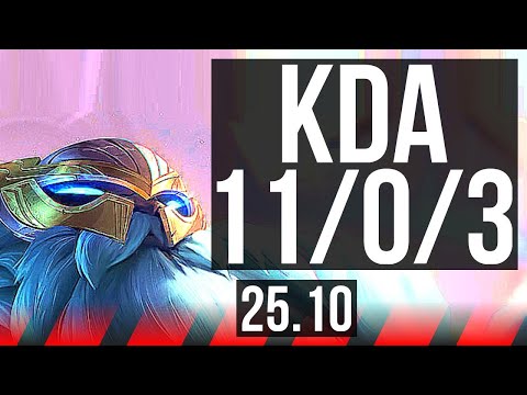 GRAGAS vs UDYR (TOP) | 11/0/3, 6 solo kills, Legendary | EUW Master | 25.10