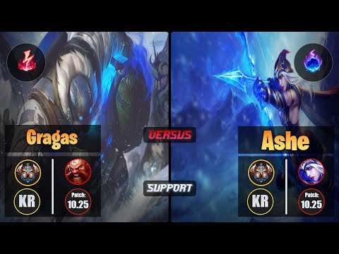 Challenger GRAGAS [Electrocute] (Support) VS  ASHE - Challenger KR Patch 10.25