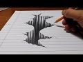 Trick Art on Line Paper - Drawing 3D Hole 