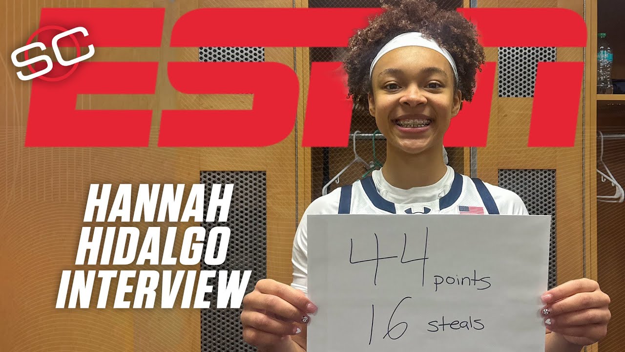 Hannah Hidalgo reacts to RECORD-SETTING 44 PTS & 16 STL performance vs. Akron | SportsCenter