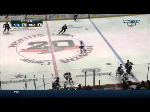 Andrew Cogliano backhand goal 1-0 St. Louis Blues vs Anaheim Ducks  2/28/14 NHL Hockey.