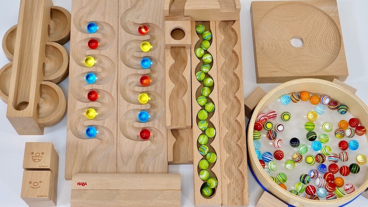 マーブルラン☆色んなスロープを組み合わせ遊ぶオリジナルマーブルランASMR♪太鼓＆トンネルコース