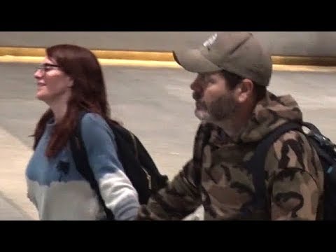 Nick Offerman and Megan Mullally Flying On Valentine's