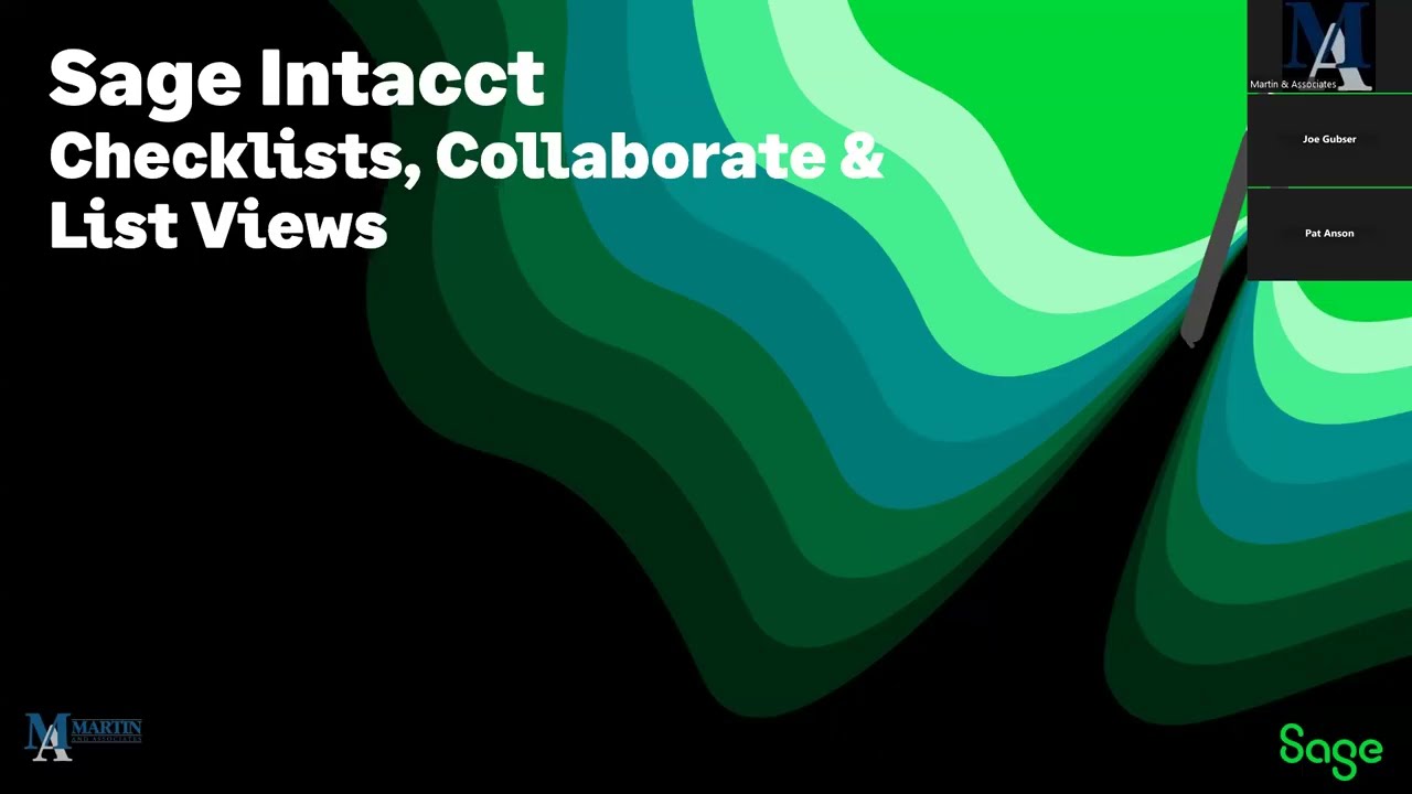 Sage Intacct Checklists & List Views