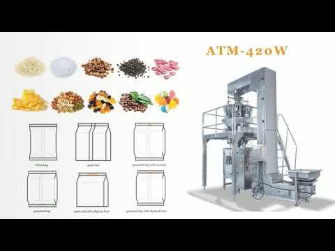 ATM 420W Fully Automatic Potato Chips Packaging Machine Price with nitrogen gas flushing